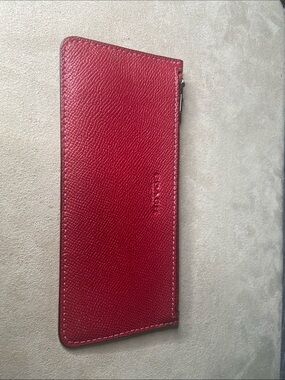 Coach Red Pebbled Leather Zip Card Holder